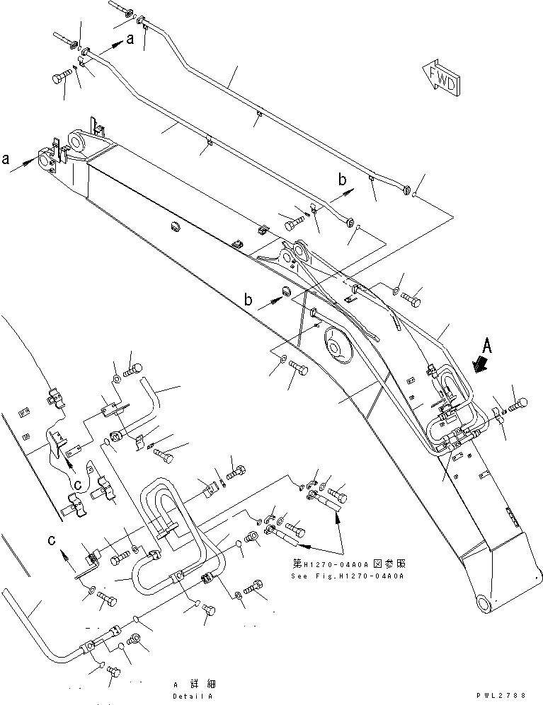 Komatsu parts book diagram for PC228USLC-2J S/N 15001-UP (For KUK / Chassis only): MONO-BOOM (5.7M) (ATTACHMENT LINE)