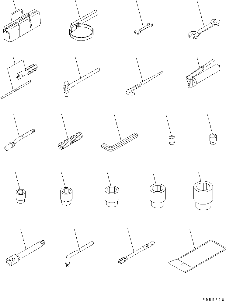 Komatsu parts book diagram for PC228USLC-2J S/N 15001-UP (For KUK / Chassis only): TOOL KIT