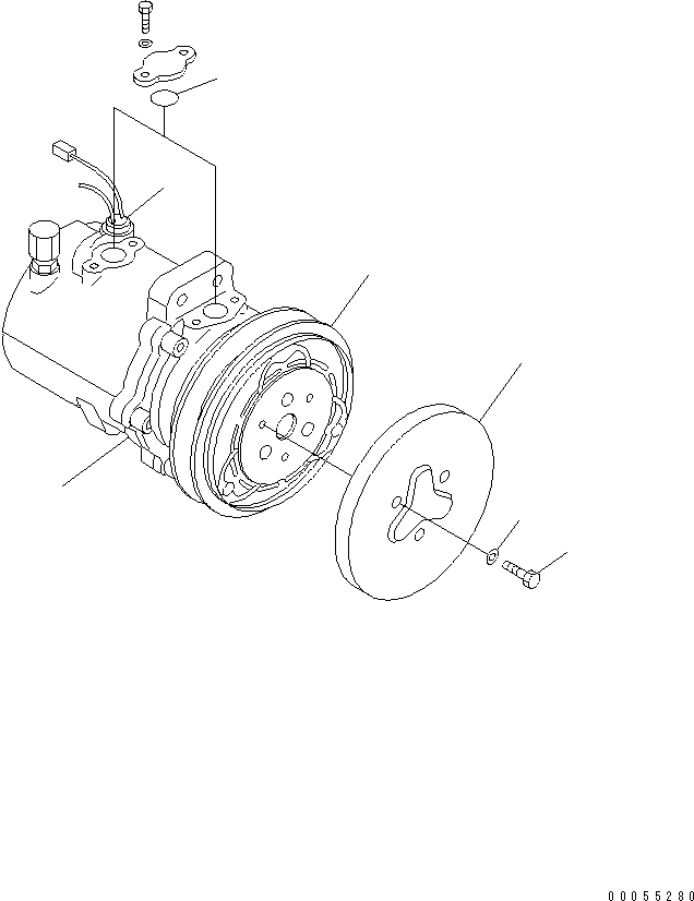 Komatsu parts book diagram for PC228USLC-2J S/N 15001-UP (For KUK / Chassis only): AIR COMRESSOR UNIT (FOR AIR CONDITIONER)