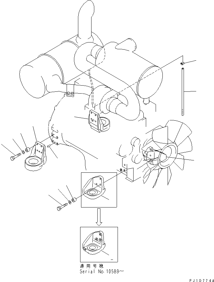 Excavators Komatsu / PC228UU-1-TN S/N 10001-UP(pc228u2r) / ENGINE MOUNT (BRACKET AND HOSE)(#10585-)(030040 : B0100-02A0)