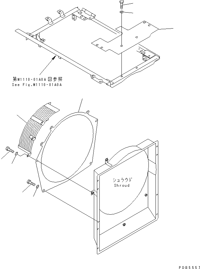 Komatsu parts book diagram for PC228UU-1-TN S/N 10001-UP: COOLING (FAN GUARD)(#10022-10573)