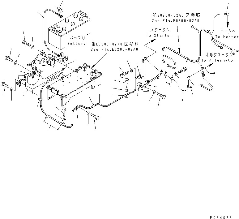 Komatsu parts book diagram for PC228UU-1-TN S/N 10001-UP: WIRING (STARTING HARNESS)(#10001-10021)