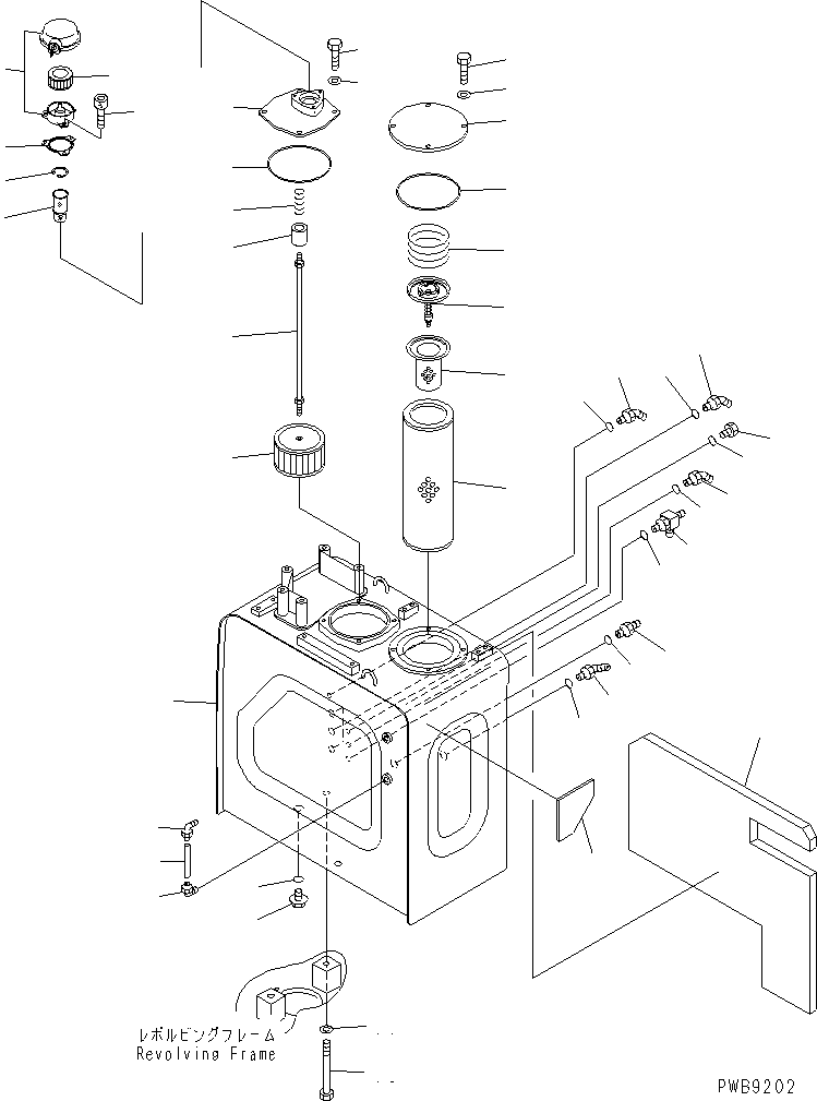Komatsu parts book diagram for PC228UU-1-TN S/N 10001-UP: HYDRAULIC TANK (TUNNEL SPEC.)(#10022-10573)