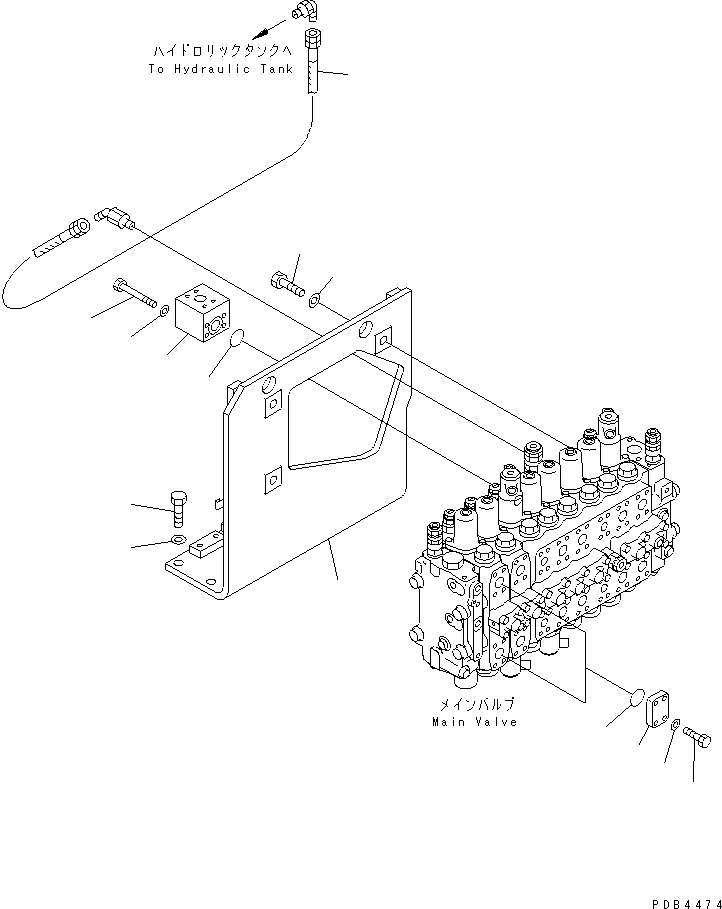 Komatsu parts book diagram for PC228UU-1-TN S/N 10001-UP: MAIN VALVE (VALVE BRACKET AND PIPING) (TUNNEL SPEC.)(#10001-10021)
