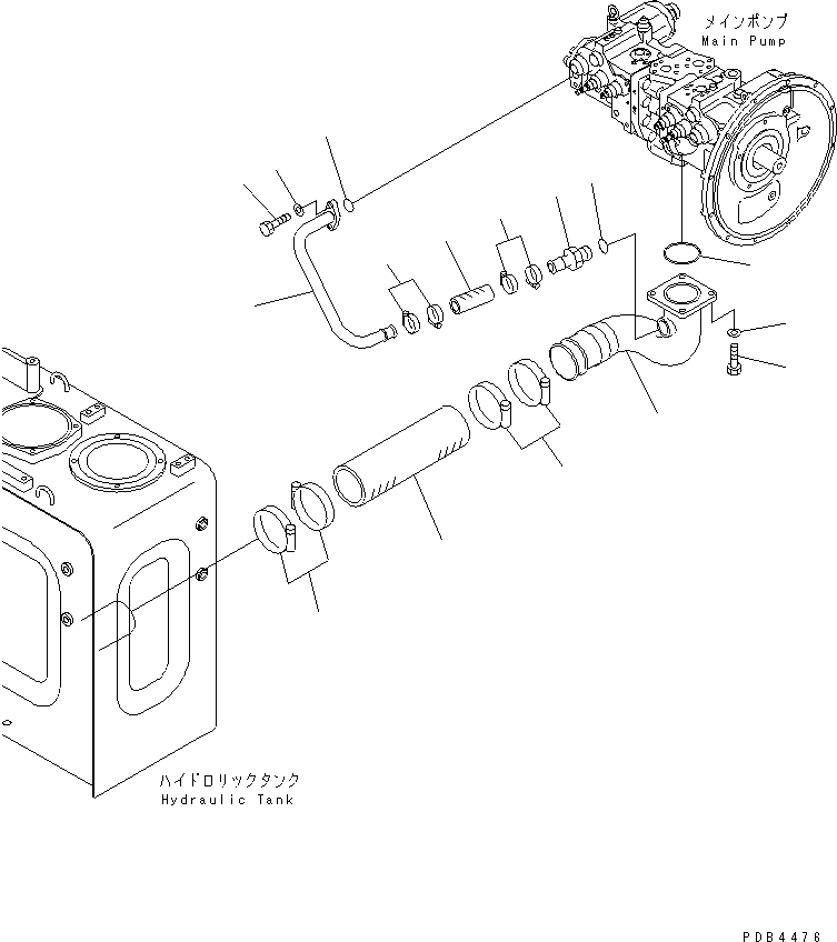 Komatsu parts book diagram for PC228UU-1-TN S/N 10001-UP: SUCTION LINE(#10001-10021)