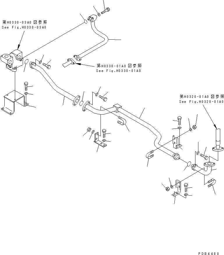 Komatsu parts book diagram for PC228UU-1-TN S/N 10001-UP: RETURN LINE (TUBE) (1 ACTUATOR)(#10001-10021)