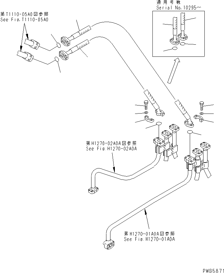 Excavators Komatsu / PC228UU-1-TN S/N 10001-UP(pc228u2r) / ATTACHMENT LINE (1 ACTUATOR) (HOSE)(#10022-10573)(150340 : H1270-04A0A)