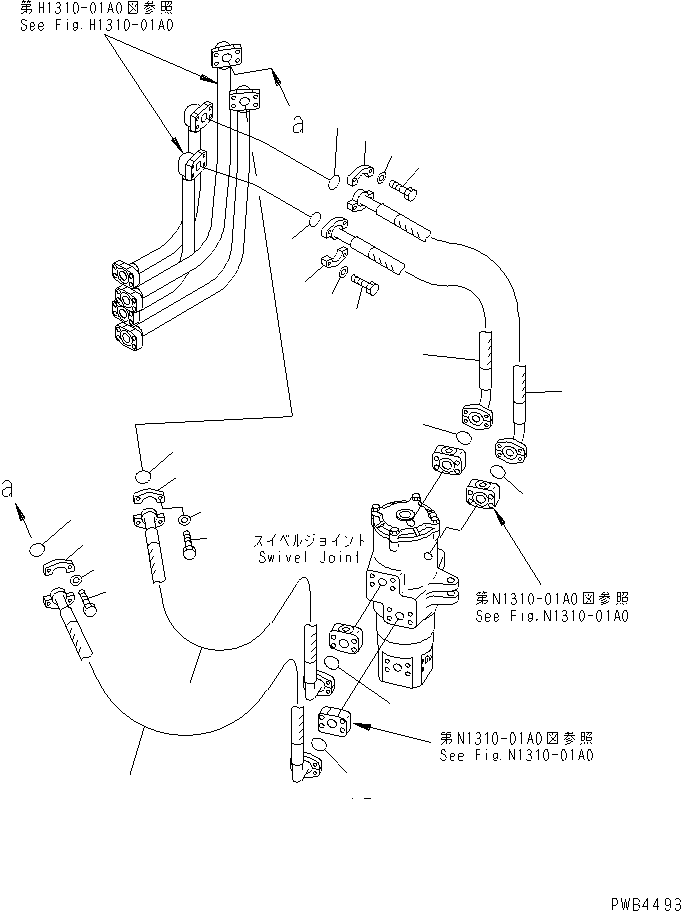 Komatsu parts book diagram for PC228UU-1-TN S/N 10001-UP: TRAVEL LINES (HOSE)