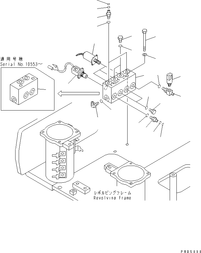 Komatsu parts book diagram for PC228UU-1-TN S/N 10001-UP: SOLENOID VALVE (VALVE) (BOOM AND BUCKET)(#10022-10573)