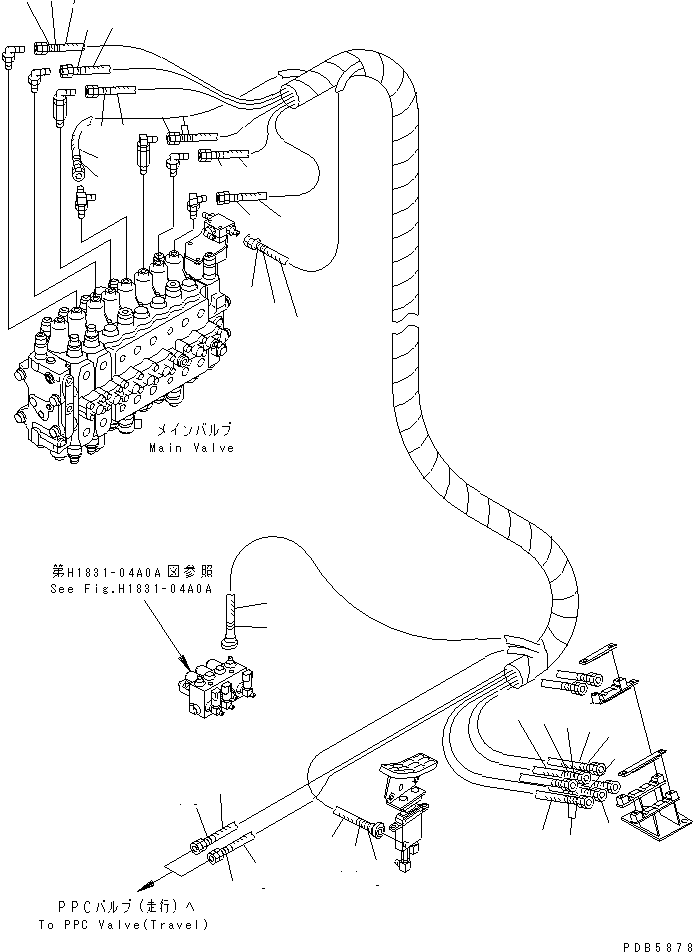 Komatsu parts book diagram for PC228UU-1-TN S/N 10001-UP: PPC MAIN LINE (VALVE PPC) (VALVE UPPER LINE) (1 ACTUATOR) (TUNNEL SPEC.)(#10022-10324)