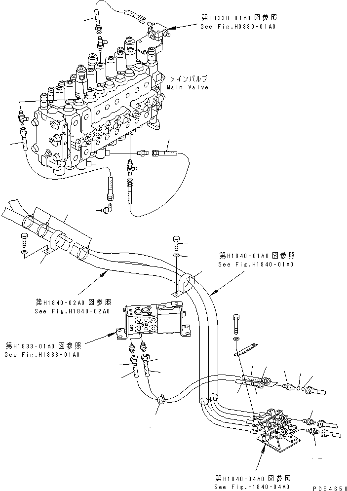 Komatsu parts book diagram for PC228UU-1-TN S/N 10001-UP: PPC MAIN LINE (HOSE) (1 ACTUATOR) (TUNNEL SPEC.)(#10001-10021)