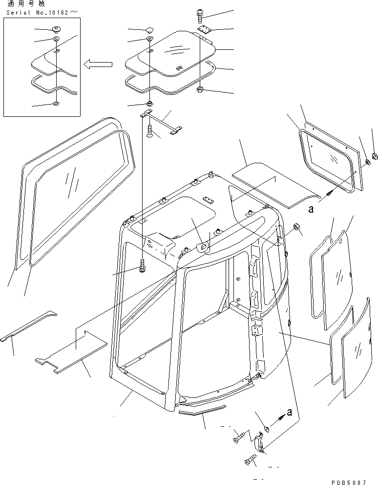 Komatsu parts book diagram for PC228UU-1-TN S/N 10001-UP: OPERATOR'S CAB (CAB)(#10022-10573)