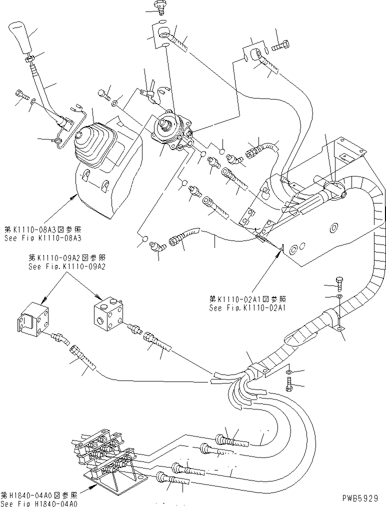 Excavators Komatsu / PC228UU-1-TN S/N 10001-UP(pc228u2r) / FLOOR FRAME (LEVER AND PIPING) (L.H.)(#10022-10573)(210440 : K1110-07A1)