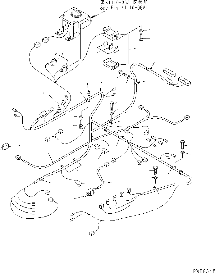 Komatsu parts book diagram for PC228UU-1-TN S/N 10001-UP: FLOOR FRAME (WIRING) (TUNNEL SPEC.) (WITH CAB)(#10030-10573)
