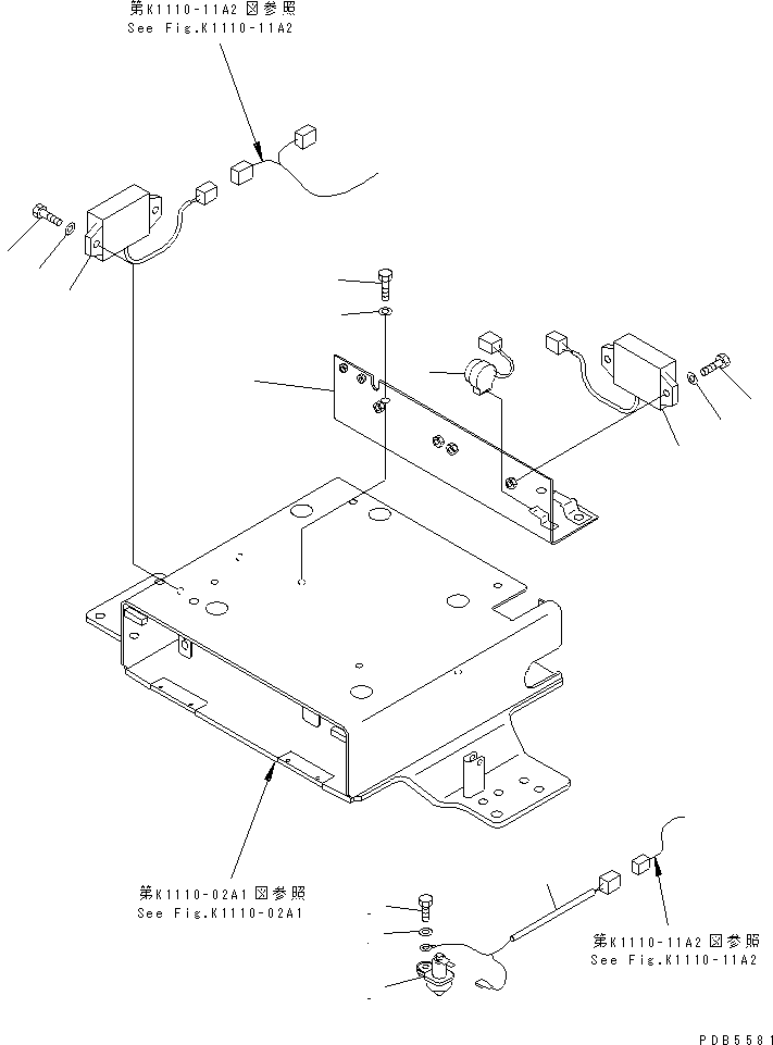 Excavators Komatsu / PC228UU-1-TN S/N 10001-UP(pc228u2r) / FLOOR FRAME (ELECTRICAL PARTS) (FOR MONO-BOOM) (TUNNEL SPEC.)(#10022-10573)(210530 : K1110-12A2)