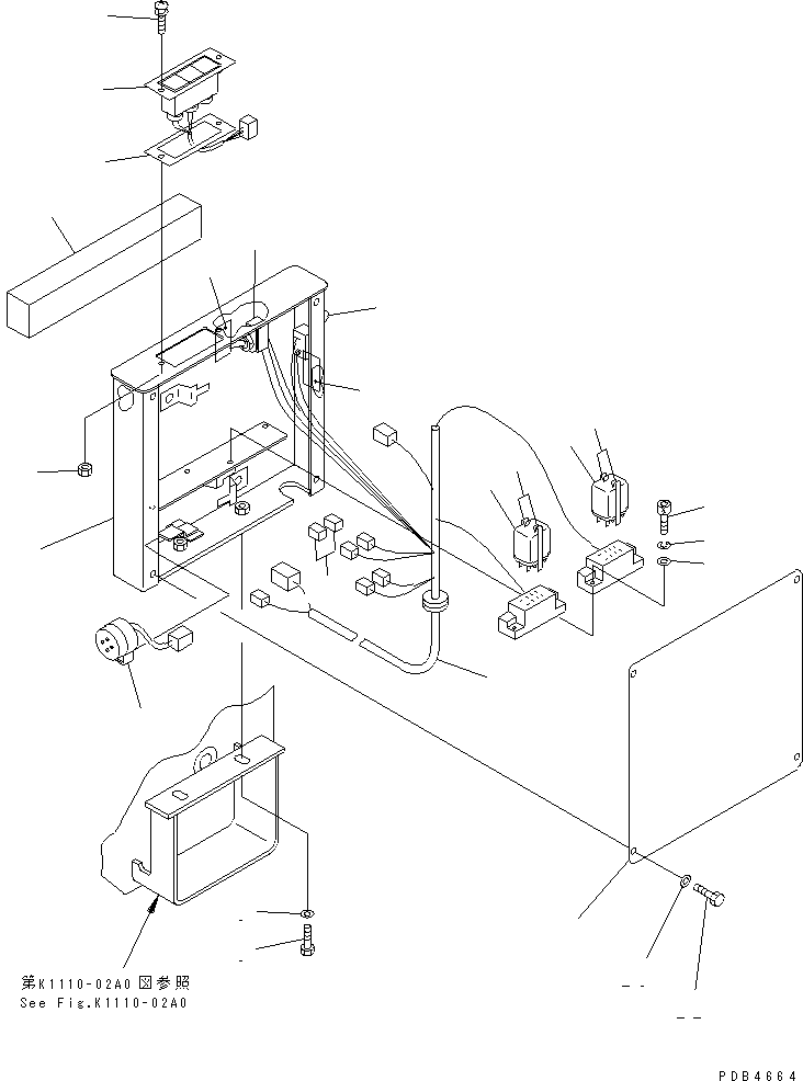 Komatsu parts book diagram for PC228UU-1-TN S/N 10001-UP: FLOOR FRAME (MONITOR BOX)(#10001-10021)
