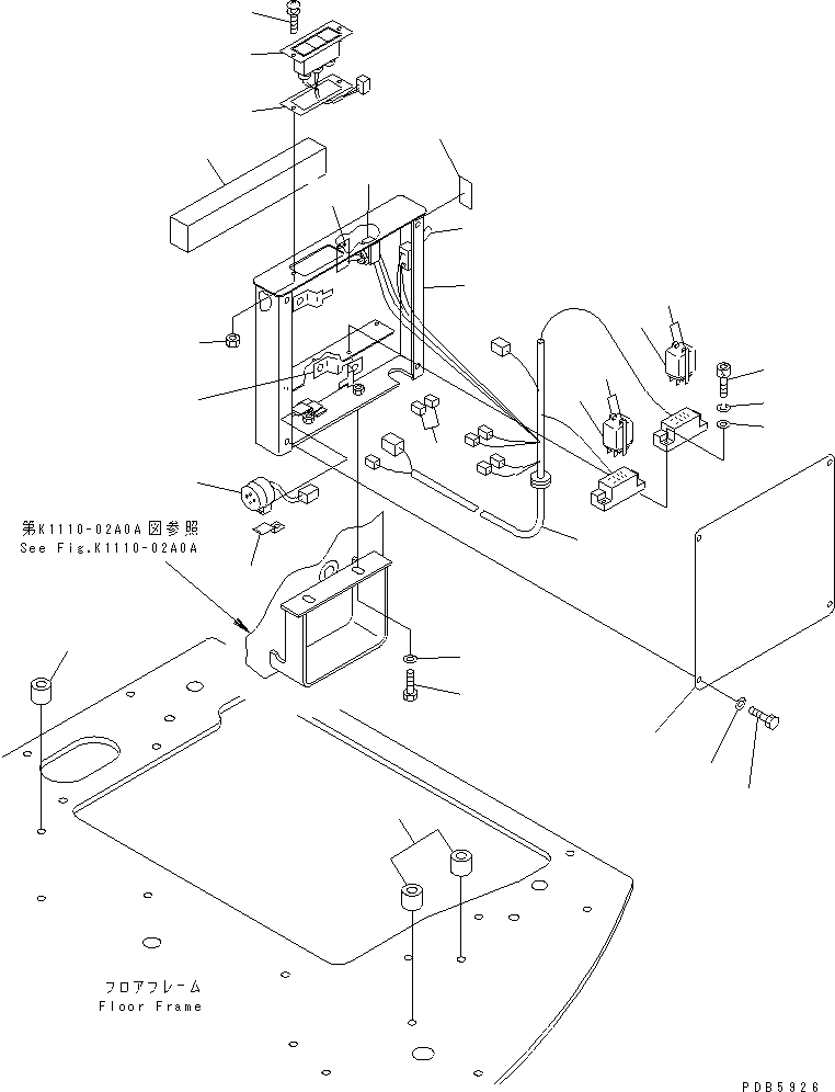 Komatsu parts book diagram for PC228UU-1-TN S/N 10001-UP: FLOOR FRAME (MONITOR BOX) (TUNNEL SPEC.)(#10022-10222)
