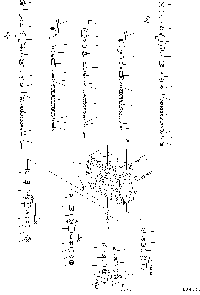 Komatsu parts book diagram for PC228UU-1-TN S/N 10001-UP: MAIN VALVE (2-ACTUATOR) (1/12) (TUNNEL SPEC./FOR MONO-BOOM)(#10001-10021)
