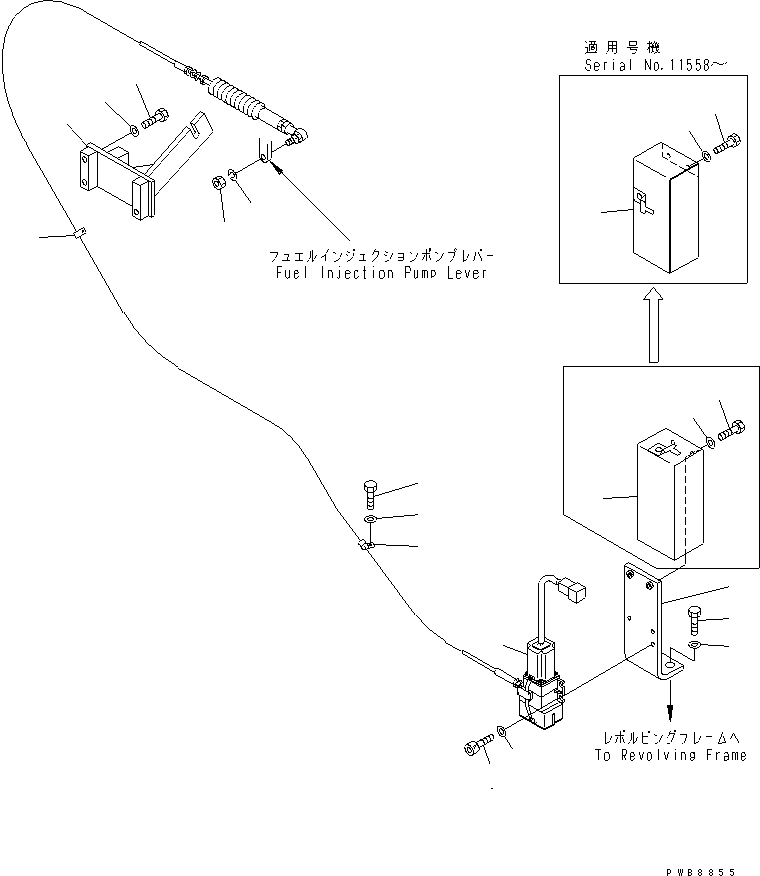 Komatsu parts book diagram for PC228US-1T S/N 11001-UP (For Formosa): FUEL CONTROL (DEMOLITION SPEC.)