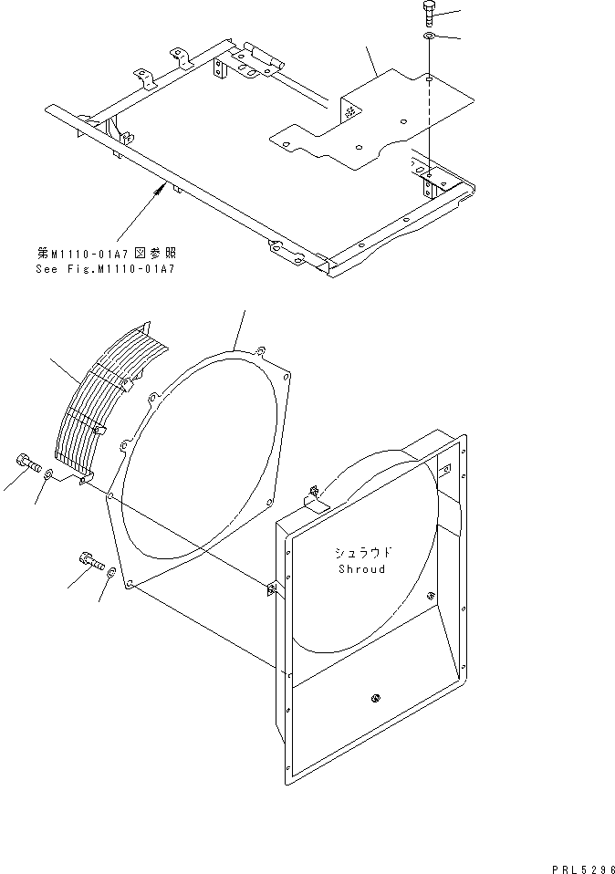 Komatsu parts book diagram for PC228US-1T S/N 11001-UP (For Formosa): COOLING (FAN GUARD)(#11704-)