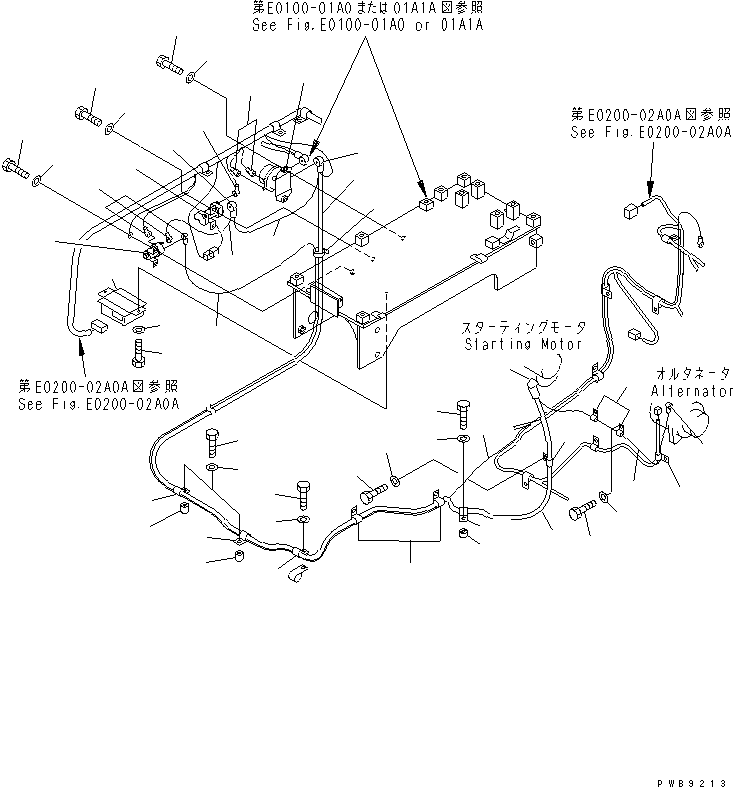 Komatsu parts book diagram for PC228US-1T S/N 11001-UP (For Formosa): WIRING (STARTING HARNESS)