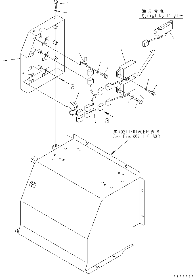 Komatsu parts book diagram for PC228US-1T S/N 11001-UP (For Formosa): ELECTRICAL PARTS (FLOOR FRAME)