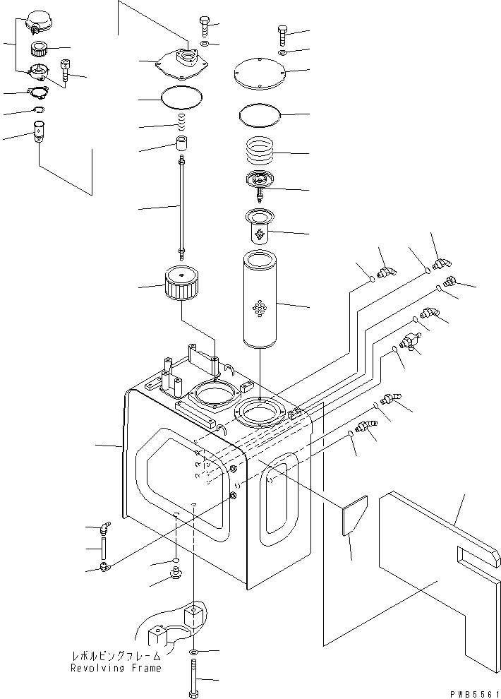 Komatsu parts book diagram for PC228US-1T S/N 11001-UP (For Formosa): HYDRAULIC TANK (TUNNEL SPEC.)