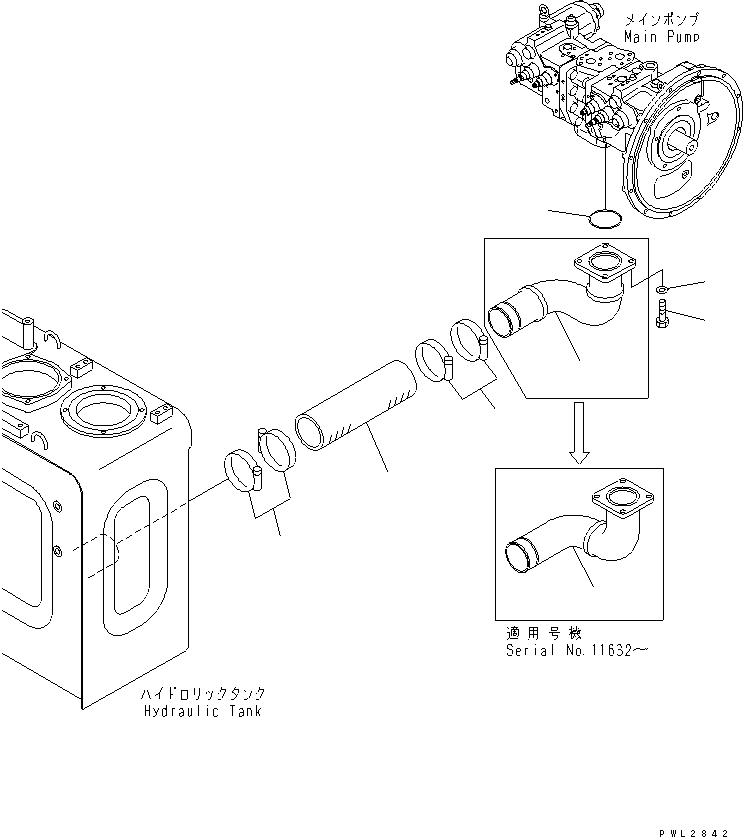 Komatsu parts book diagram for PC228US-1T S/N 11001-UP (For Formosa): SUCTION LINE