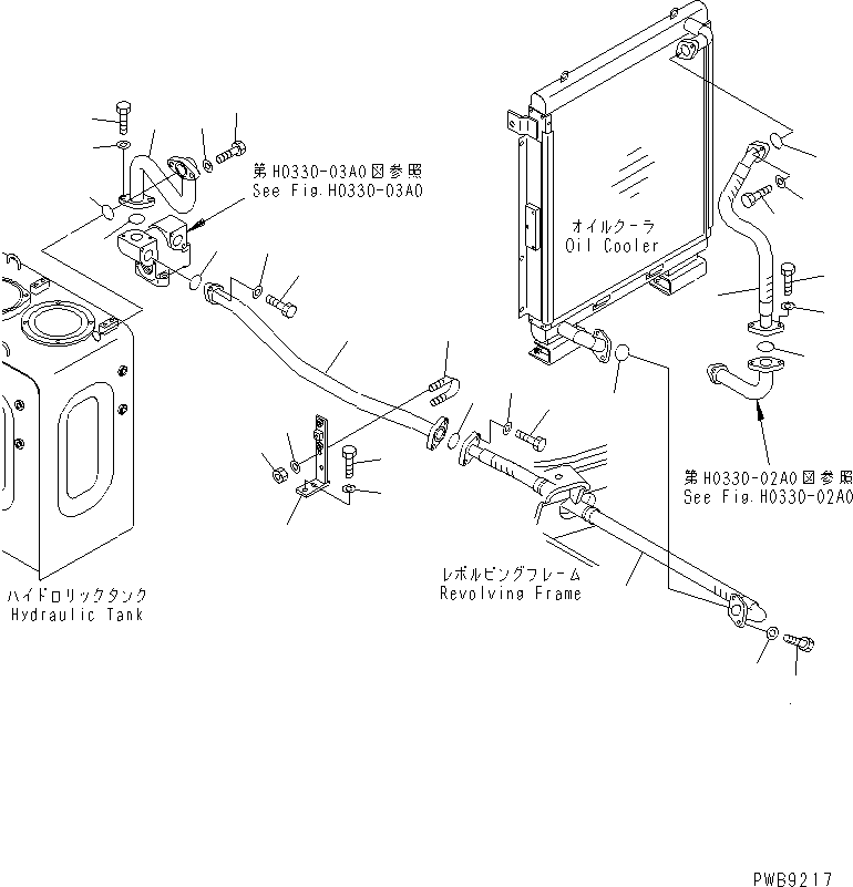 Komatsu parts book diagram for PC228US-1T S/N 11001-UP (For Formosa): OIL COOLER LINE