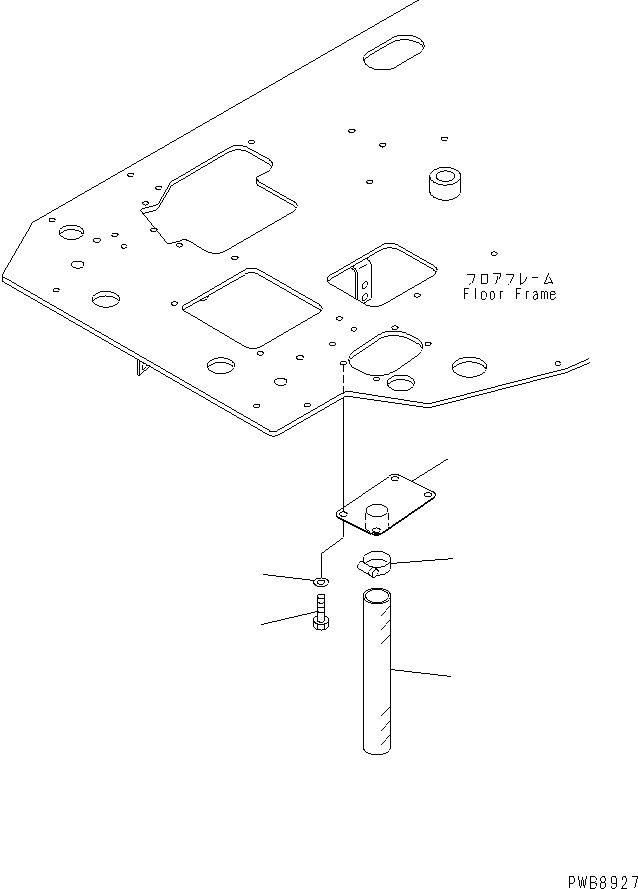 Komatsu parts book diagram for PC228US-1T S/N 11001-UP (For Formosa): FLOOR FRAME (WATER DRAIN)