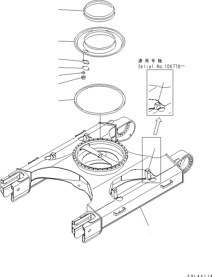Komatsu parts book diagram for PC228US-1T S/N 11001-UP (For Formosa): TRACK FRAME (FOR MONO BOOM)