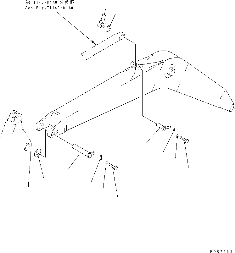 Komatsu parts book diagram for PC228US-1T S/N 11001-UP (For Formosa): MONO-BOOM (4.5M) (TOP PIN AND BOTTOM PIN)