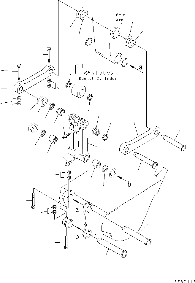 Komatsu parts book diagram for PC228US-1T S/N 11001-UP (For Formosa): ARM (BUCKET LINK)