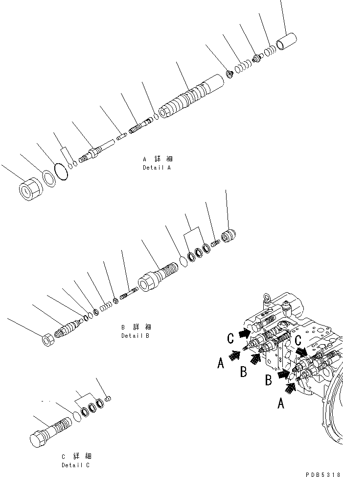 Komatsu parts book diagram for PC228US-1T S/N 11001-UP (For Formosa): MAIN PUMP (8/9)