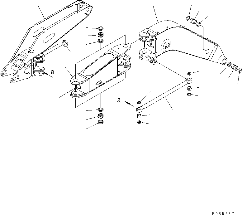 Excavators Komatsu / PC228UU-1 S/N 10001-UP(pc228u3r) / OFFSET BOOM (1ST ? 2ND ? BOOM ? 3RD BRACKET AND SUB LINK)(#10022-)(360010 : T1110-01A1)
