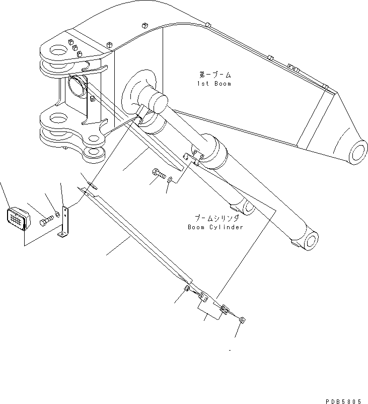 Excavators Komatsu / PC228UU-1 S/N 10001-UP(pc228u3r) / OFFSET BOOM (WORKING LAMP AND BOOM CYLINDER COVER)(#10022-)(360080 : T1110-09A1)