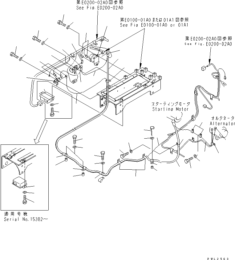 Excavators Komatsu / PC228US-2 S/N 15001-UP(pc228u4r) / WIRING (STARTING HARNESS)(120060 : E0200-01A0)