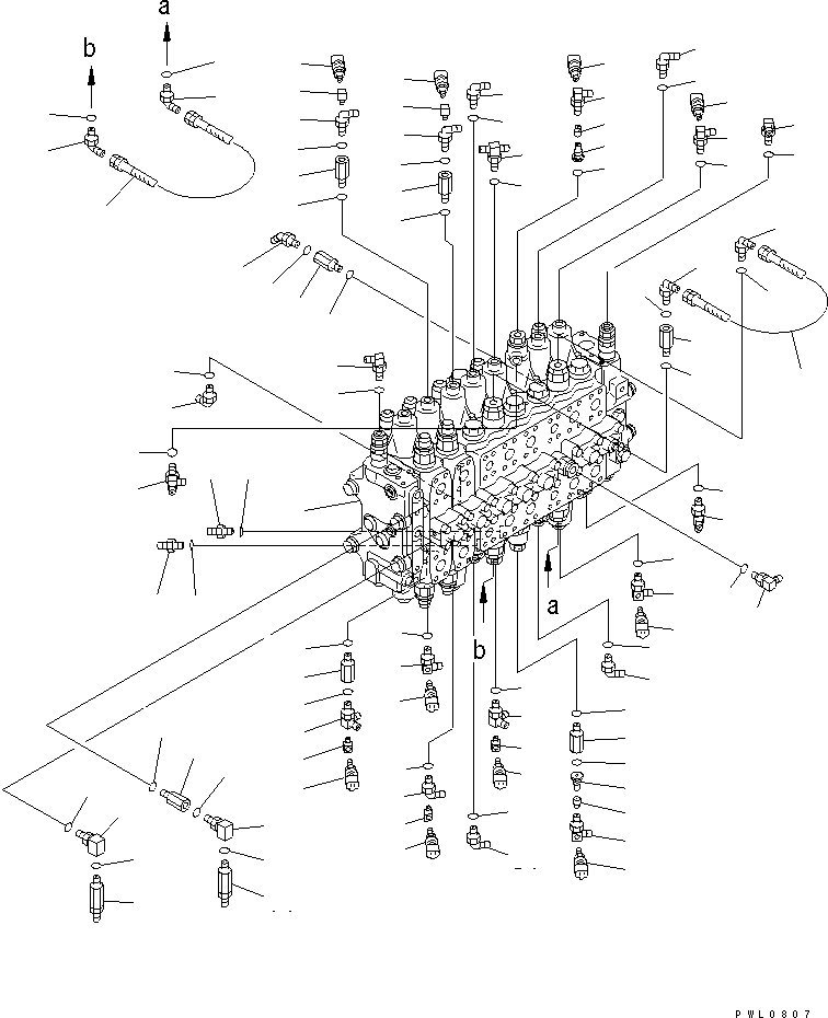 Excavators Komatsu / PC228US-2 S/N 15001-UP(pc228u4r) / MAIN VALVE (CONNECTING PARTS) (1 ACTUATOR) (BLADE SPEC.)(150090 : H0120-01A7)