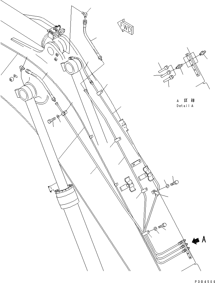 Excavators Komatsu / PC228US-2 S/N 15001-UP(pc228u4r) / MONO-BOOM (4.8M) (LUBRICATING LINE AND WORKING LAMP HARNESS)(#15752-)(360110 : T1110-05A9)