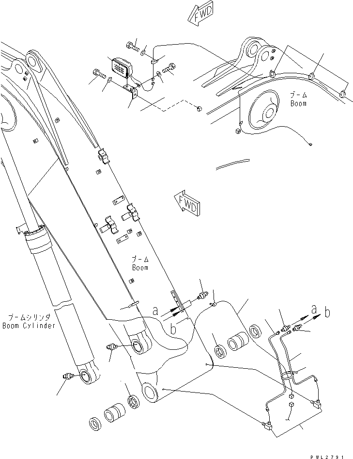 Excavators Komatsu / PC228US-2 S/N 15001-UP(pc228u4r) / MONO-BOOM (WORKING LAMP AND BOOM FOOT LUBRICATING)(360130 : T1110-08A1)