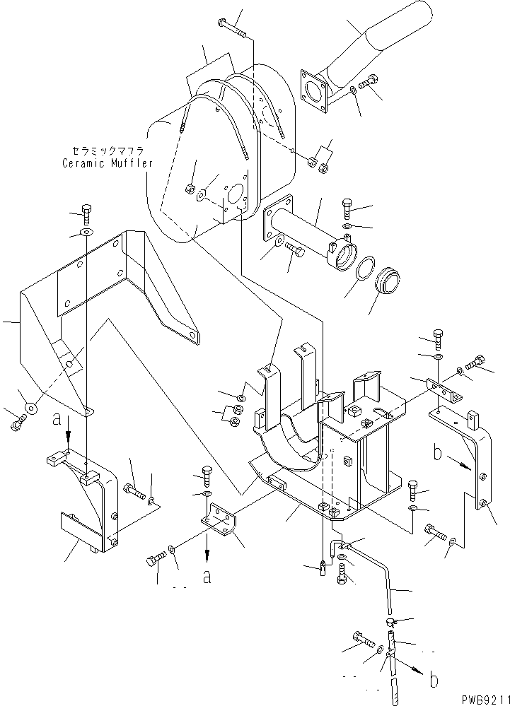 Excavators Komatsu / PC228US-1-TN S/N 11001-UP(pc228u6r) / CERAMIC MUFFLER (TUNNEL SPEC.)(030060 : B0300-01A0B)