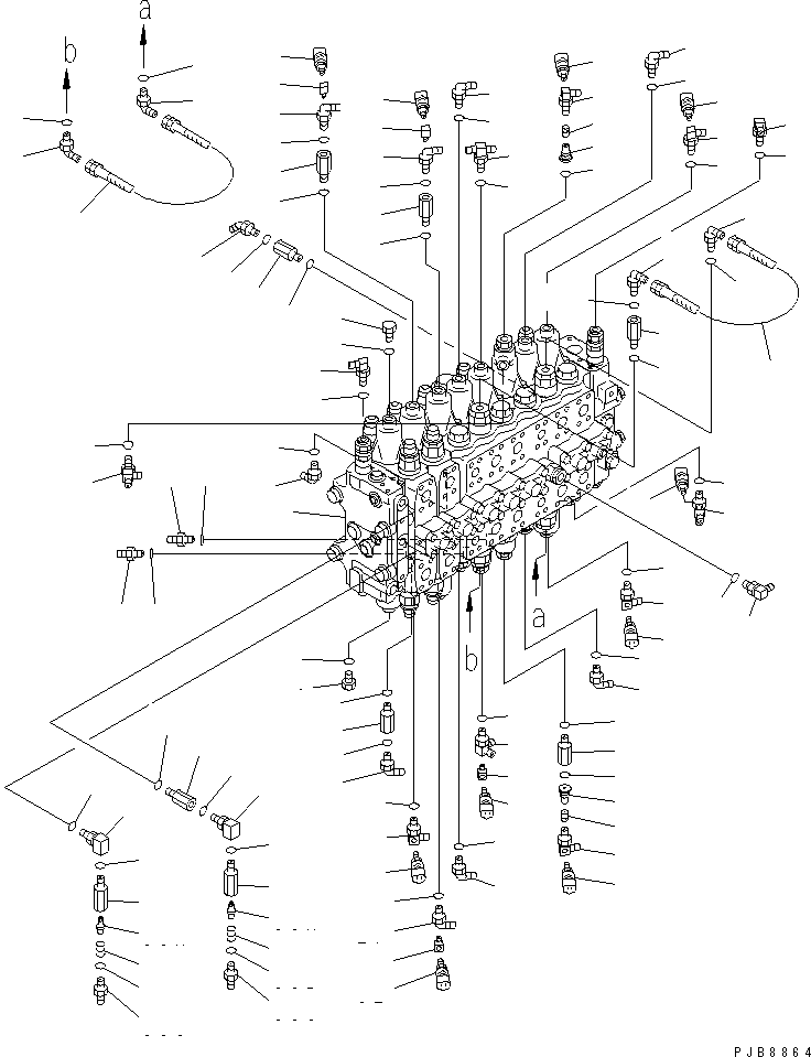 Excavators Komatsu / PC228US-1-TN S/N 11001-UP(pc228u6r) / MAIN VALVE (CONNECTING PARTS) (TUNNEL SPEC.)(150020 : H0120-01A0B)