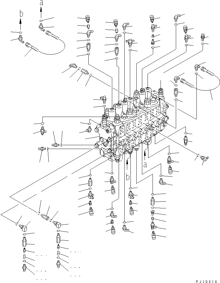 Excavators Komatsu / PC228US-1-TN S/N 11001-UP(pc228u6r) / MAIN VALVE (CONNECTING PARTS) (1 ACTUATOR) (FOR MONO BOOM)       (DRAWBAR PULL UP SPEC.)(150050 : H0120-01A7)