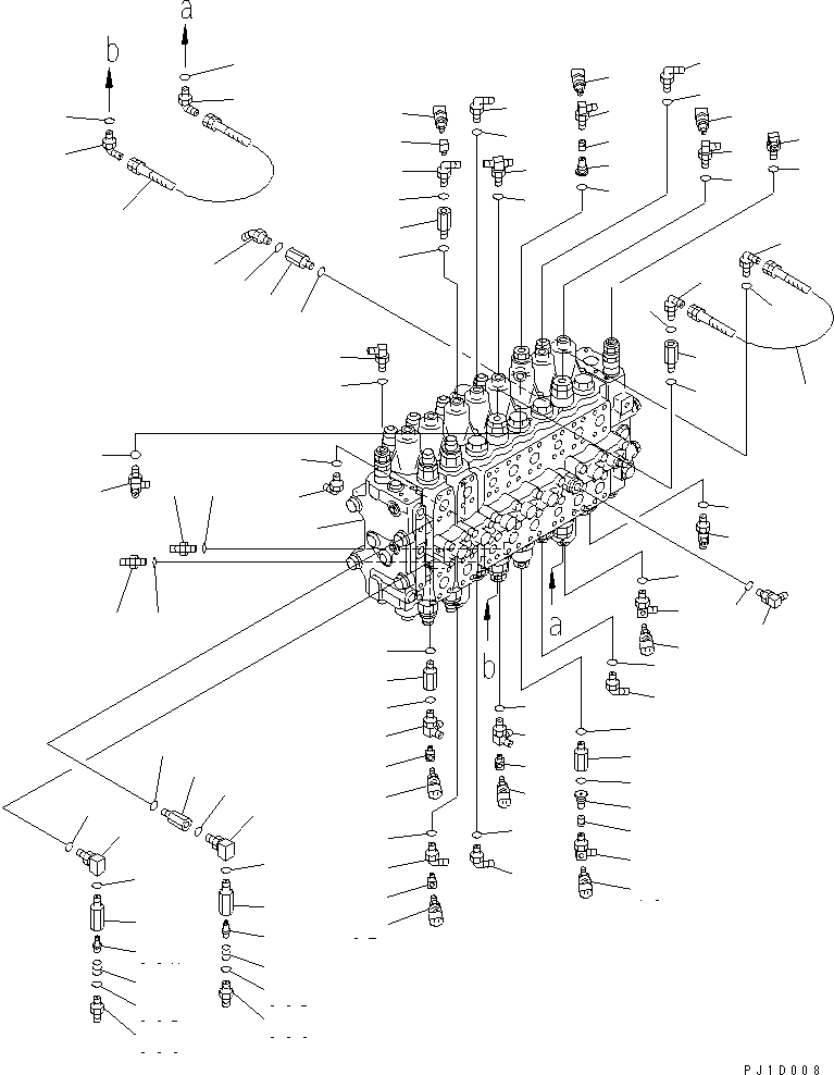Excavators Komatsu / PC228US-1-TN S/N 11001-UP(pc228u6r) / MAIN VALVE (CONNECTING PARTS) (BLADE SPEC.)(150070 : H0120-01B1)