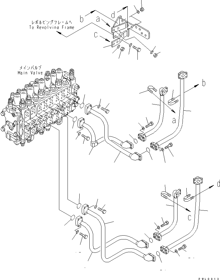 Excavators Komatsu / PC228US-1-TN S/N 11001-UP(pc228u6r) / TRAVEL LINES (VALVE SIDE) (BLADE SPEC.)(150370 : H1310-01A1)