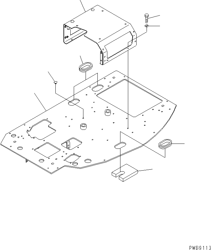 Excavators Komatsu / PC228US-1-TN S/N 11001-UP(pc228u6r) / FLOOR FRAME (FLOOR FRAME) (TUNNEL SPEC.) (WITH CAB)(#11001-11255)(210320 : K1110-01B0A)