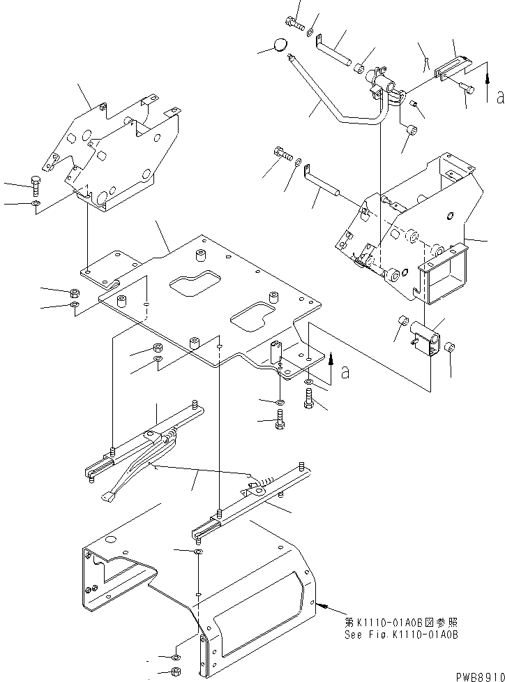 Excavators Komatsu / PC228US-1-TN S/N 11001-UP(pc228u6r) / FLOOR FRAME (BASE) (1/2) (TUNNEL SPEC.)(#11001-11255)(210350 : K1110-02A0B)