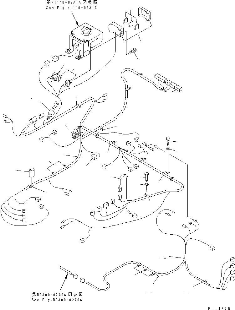Excavators Komatsu / PC228US-1-TN S/N 11001-UP(pc228u6r) / FLOOR FRAME (WIRING) (NEW SWITCH KEY) (TUNNEL SPEC.)(#11697-)(210580 : K1110-11B6)