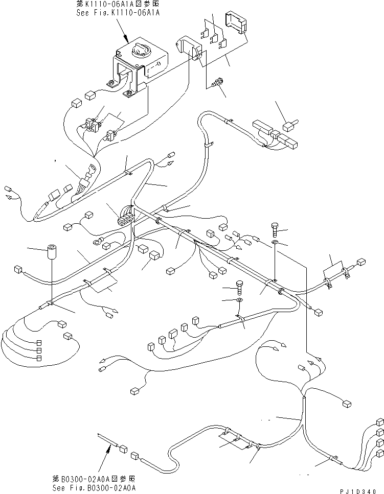 Excavators Komatsu / PC228US-1-TN S/N 11001-UP(pc228u6r) / FLOOR FRAME (WIRING) (NEW SWITCH KEY) (TUNNEL SPEC.) (WITH CAB)(#11725-)(210600 : K1110-11B8)