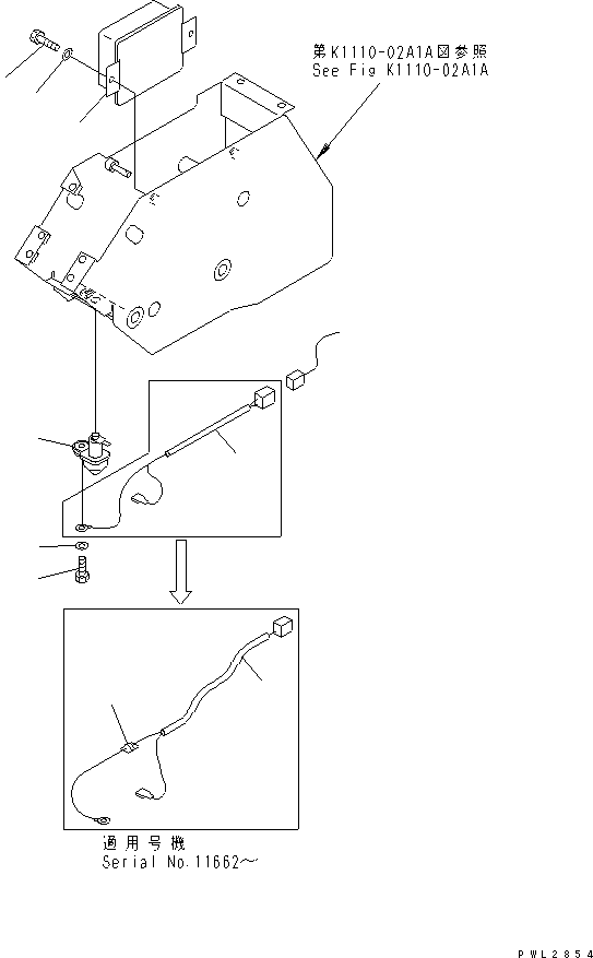 Excavators Komatsu / PC228US-1-TN S/N 11001-UP(pc228u6r) / FLOOR FRAME (ELECTRICAL PARTS) (FOR MONO-BOOM) (FOR SLIDE ARM)(210620 : K1110-12A2A)